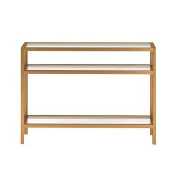 Henn&Hart 42" Wide Rectangular Console Table in Brass, Entryway Table, Accent Table for Living Room, Hallway