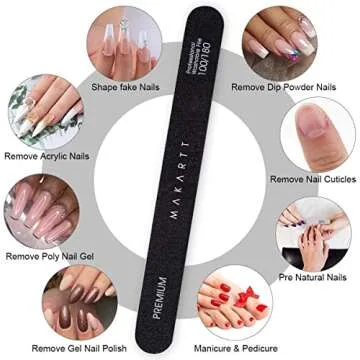 Makartt Nail File 100 180 Grit Emery Boards for Nails 10pcs Black Nail Files Professional Washable Doubled Sides Nail File Kit for Natural Acrylic Nails Coarse for DIY Salon Use