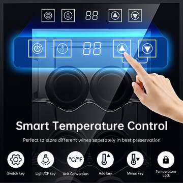 KingChii 12 Bottle Thermoelectric Wine Cooler Refrigerator Advanced Cooling Technology, Stainless Steel & Tempered Glass For Red Wine, Champagne for Home, Kitchen, or Office