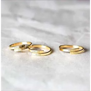 POSHFEEL Adjustable Trust GOD Ring for Men and Women