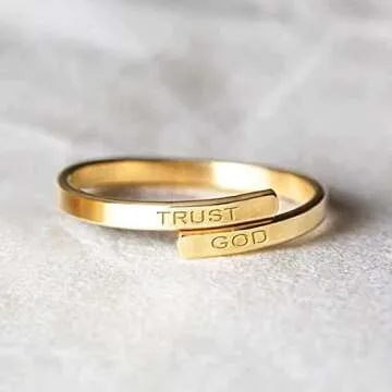 POSHFEEL Adjustable Trust GOD Ring for Men and Women