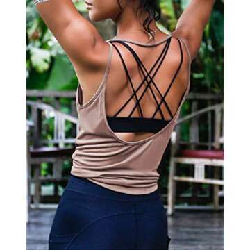 OYANUS Womens Summer Workout Tops Sexy Backless Yoga Shirts Open Back Activewear Running Sports Gym ...