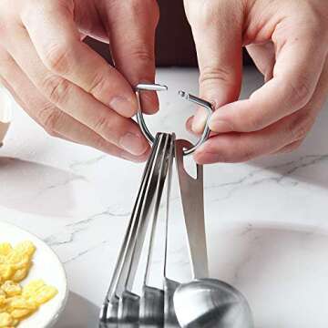Measuring Spoons 18/8 Stainless Steel Measuring Spoons Set of 6 Piece: 1/8 tsp, 1/4 tsp, 1/2 tsp, 1 tsp, 1/2 tbsp & 1 tbsp Dry and Liquid Ingredients
