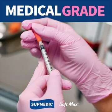 Supmedic Medical Nitrile Exam Gloves, 3.5 mil Powder-Free Food-Safe Disposable Glove for Cleaning & Esthetician, Pink 100 Pcs (Medium)