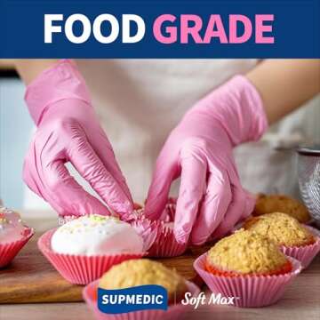 Supmedic Medical Nitrile Exam Gloves, 3.5 mil Powder-Free Food-Safe Disposable Glove for Cleaning & Esthetician, Pink 100 Pcs (Medium)