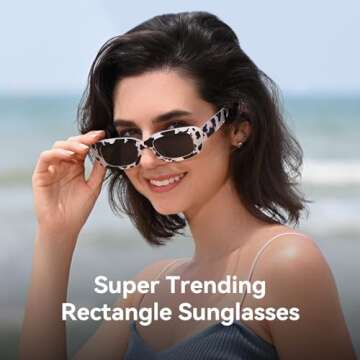 Dollger Cow Rectangle Sunglasses For Women Men Cow Print Trendy Y2K Rectangular colored 90s 00s Shad...