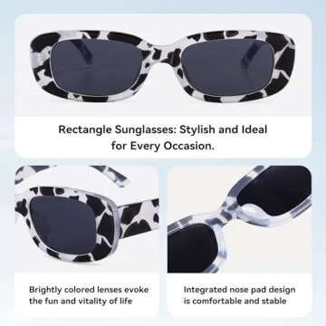 Dollger Cow Rectangle Sunglasses Y2K Style for Everyone
