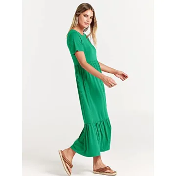Stylish ANRABESS Summer Casual Flowy Maxi Dress with Pockets