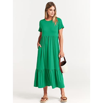 Stylish ANRABESS Summer Casual Flowy Maxi Dress with Pockets