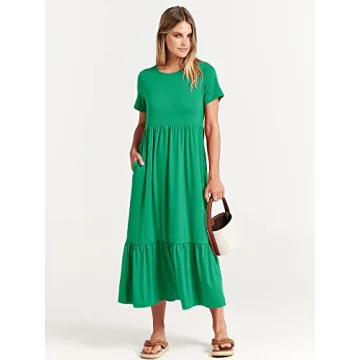 Stylish ANRABESS Summer Casual Flowy Maxi Dress with Pockets