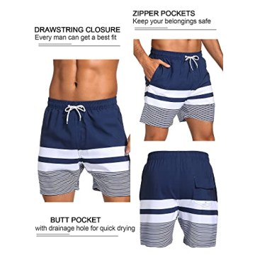 Quick Dry Swim Trunks with Compression Liner & Pockets