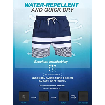 Quick Dry Swim Trunks with Compression Liner & Pockets