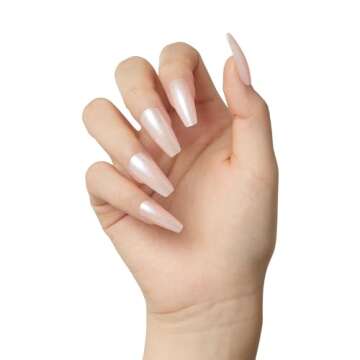 KISS Gel Sculpted, Press-On Nails, Nail glue included, 'Hold Me Closer', Off White, Long Size, Coffin Shape, Includes 28 Nails, 2g Glue, 1 Manicure Stick, 1 Mini file