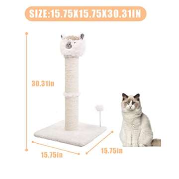 Poils bebe Cat Scratching Post, 30.3’’ Tall Alpaca Scratcher Cat Furniture with Spring Ball for ...
