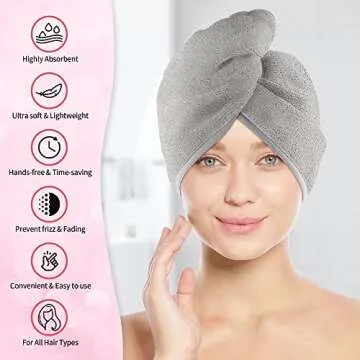 HOMERHYME Hair Towel, 3 Pack Wrap Quick Drying Towels, Highly Absorbent Adjustable Soft Towel Anti F...