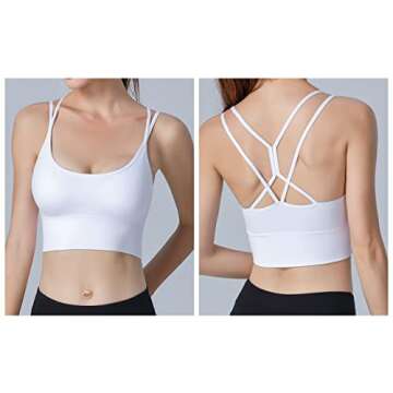 INIBUD Strappy Padded Sports Bra for Women Sexy Crop Top Crisscross Back Workout Yoga Bra with Removable Cup Longline Low Impact (3 Packs (BWB), M)