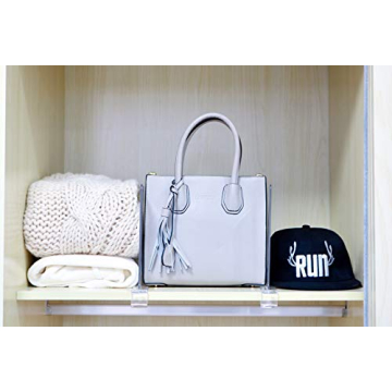 CY craft Acrylic Shelf Dividers for Closets,Wood Shelf Dividers, 4 PCS Clear Shelf Separators,Perfect for Clothes Organizer and Bedroom Kitchen Cabinets Shelf Storage and Organization