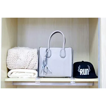 CY craft Acrylic Shelf Dividers for Closets,Wood Shelf Dividers, 4 PCS Clear Shelf Separators,Perfect for Clothes Organizer and Bedroom Kitchen Cabinets Shelf Storage and Organization