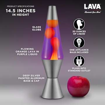 Lava® Lamp - 14.5" Purple Sunset - The Original Motion Light - Yellow Wax and Purple Liquid - Item #2635 (Amazon Exclusive)