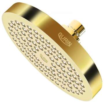 GURIN Shower Head High Pressure Rain, Luxury Bathroom Showerhead with Gold Plated Finish, Adjustable...