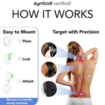 Symbodi Vertiball Mountable Muscle Massage Ball for Pain Relief, Trigger Point Ball Self Massager for Full Body Sore Muscle Recovery, Knots, and Massage Therapy (FSA/HSA Eligible)