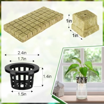 50 Rockwool Cubes with Plant Net Pots - Perfect Hydroponics Starter