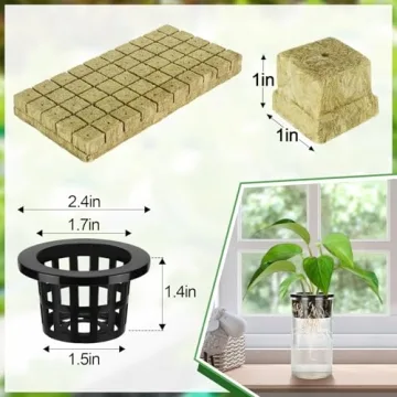 50 Rockwool Cubes with Plant Net Pots - Perfect Hydroponics Starter