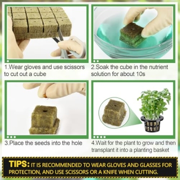 50 Rockwool Cubes with Plant Net Pots - Perfect Hydroponics Starter