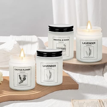 4 Pack Lavender Candles Gift Set - Scented Aromatherapy