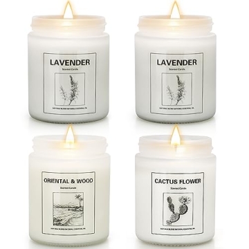 4 Pack Lavender Candles Gift Set - Scented Aromatherapy