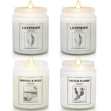 4 Pack Lavender Candles Gift Set - Scented Aromatherapy