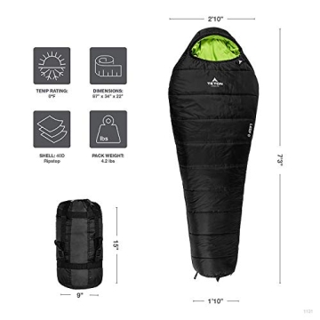 TETON Sports Leef Mummy Sleeping Bag for Cold Weather