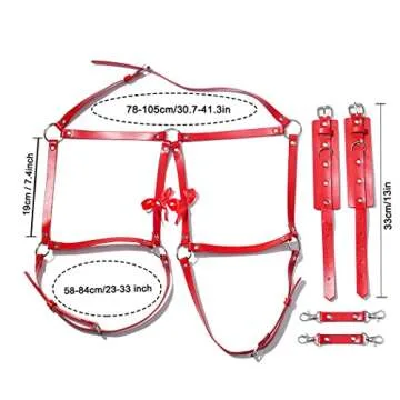 Aiosy Leather Waist Chain Red Belly Body Chain Punk Thigh Harness Belt Rave Body Accessories Jewelry for Women