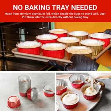 Red Aluminum Foil Baking Cups with Lids for Parties
