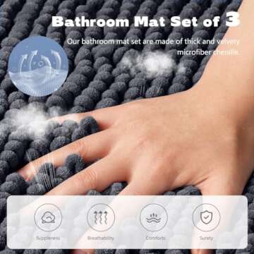 Ultra Soft Non-Slip Bath Mat Set for Elegant Bathrooms