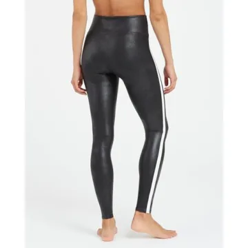Spanx Women's Faux Leather Stripe Legging for Chic Comfort