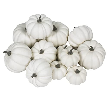 Orgrimmar 12PCS Realistic White Pumpkins for Fall Decor