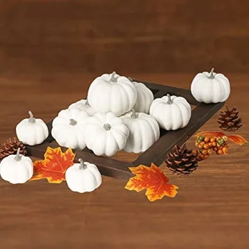 Orgrimmar 12PCS Realistic White Pumpkins for Fall Decor