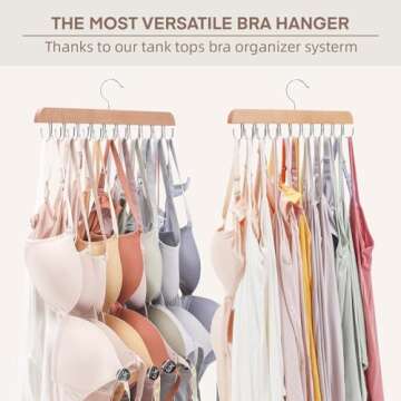 Sgokuno Bra Hangers for Closet Organizer, Tank Top Hanger with 20 Foldable Bra Hanger Hooks, Space S...