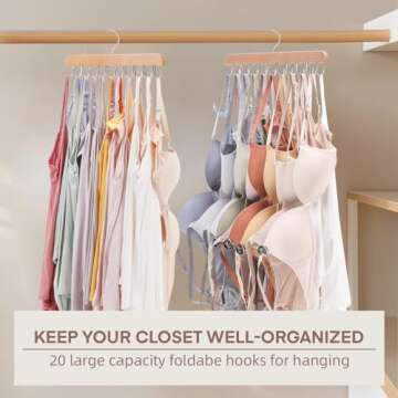 Sgokuno Bra Hangers for Closet Organizer, Tank Top Hanger with 20 Foldable Bra Hanger Hooks, Space Saving Hangers，Perfect for Dorm & Apartment essientials for Closet Organizers and Storage.