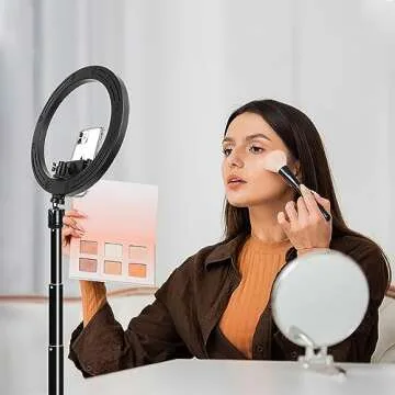 10" Ring Light with 59" Tripod Stand & Phone Holder for YouTube Video, Dimmable Led Ring Light for Camera, Video, Makeup, Selfie Photography Compatible with Smartphone