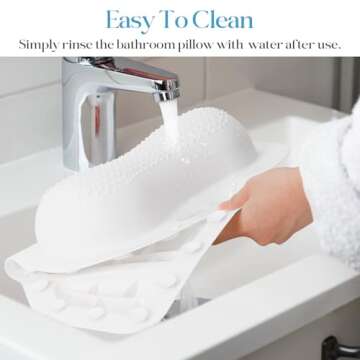 RUseeN Bath Pillow Luxury Bathtub Pillow, Bath Pillows for Tub Head Neck and Back Support, Non-Slip Soft Silicon Bath Tub Pillow with Strong Suction Cup, Bath Accessories Spa Gifts, White