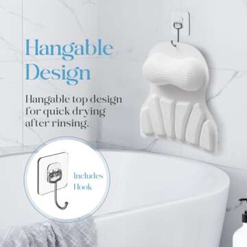 RUseeN Bath Pillow Luxury Bathtub Pillow, Bath Pillows for Tub Head Neck and Back Support, Non-Slip Soft Silicon Bath Tub Pillow with Strong Suction Cup, Bath Accessories Spa Gifts, White