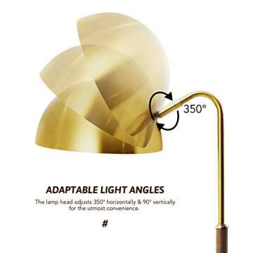 VONLUCE Gold Floor Lamp Mid-Century Modern Adjustable