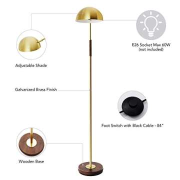 VONLUCE Gold Floor Lamp Mid-Century Modern Adjustable