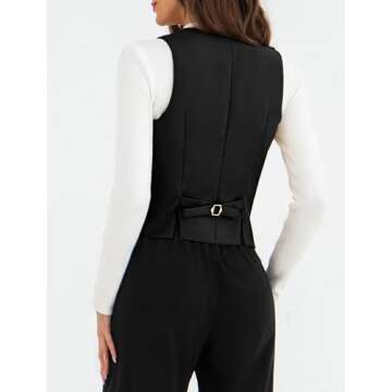 Belle Poque Waistcoat Vest for Women Suit Vest Tops Asymmetrical Hem Tuxedo Vest Sleeveless Blazers Jackets Black XL