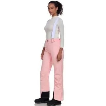 ALSOGO Women's Insulated Snow Pants Winter Warm Ski Pant Outdoor Waterproof Windproof Snowboard Bibs with Detachable Suspender Pink M