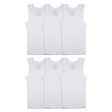Fruit of the Loom boys Cotton Tank Top Undershirt (Multipack) Underwear, Toddler - 6 Pack White, 4-5...