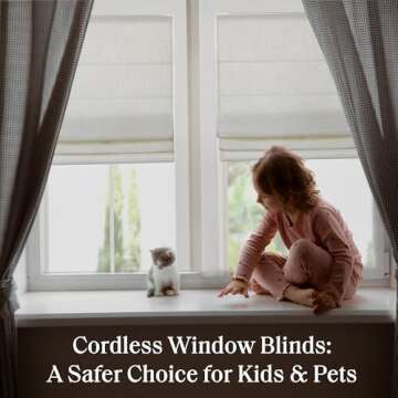 Madison Park Kyler Cordless Roman Shades - Single Panel, Lightweight Linen Blend Fabric, Natural Des...