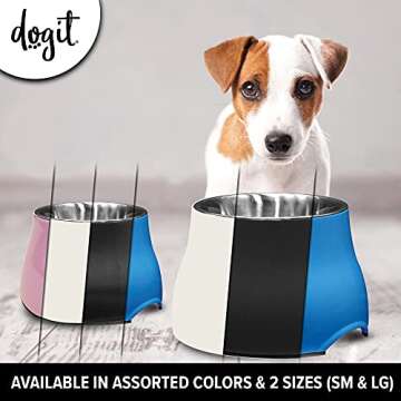 Dogit Elevated Dog Bowl, Stainless Steel Dog Food and Water Bowl for Large Dogs, White, 73753